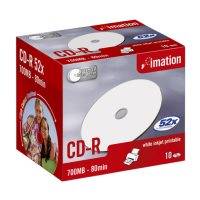 IMATION CD-R 700MB 80MIN 52X WHITE INKJET PRINTABLE JEWELCASE 10 PACK