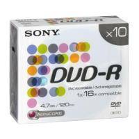 SONY DVD-R 4,7GB 120MIN 16X SLIMCASE COLOR 10 PACK