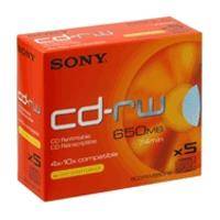 SONY CD-RW 700MB / 80 MIN HIGHSPEED 4X - 10X JEWELCASE 5 PACK