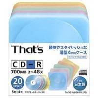 THAT\'S CD-R 48X 20PACK FIVE COLOURSX4 SLIM 4MM JAPAN MADE BY TAIYO YUDEN