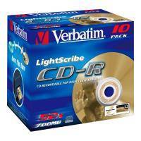 VERBATIM CD-R 700MB 80 MIN 52X LIGHTSCRIBE JEWEL CASE 10 PACK