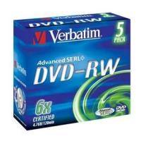 DVD-RW VERBATIM 120MIN 4,7GB 6X JEWEL CASE 5 PACK