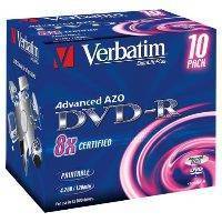 VERBATIM DVD-R 16X 4.7G JEWEL PRINTABLE 10 PACK