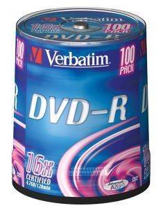 VERBATIM DVD-R 16X 4.7GB CAKEBOX 100PCS