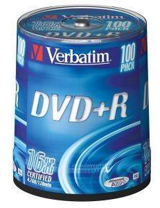 VERBATIM DVD+R 16X 4.7GB CAKEBOX 100PCS