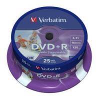 VERBATIM DVD+R 16X 4.7G CAKEBOX WIDE PHOTO PRINTABLE 25PCS