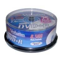 VERBATIM DVD+R DUAL LAYER 2,4X 8.5GB PRINTABLE CAKEBOX 25