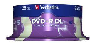 VERBATIM DVD+R DUAL LAYER 8X 8.5GB PRINTABLE CAKEBOX 25