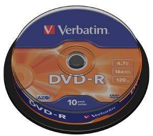 VERBATIM DVD-R 16X 4,7GB MATT SILVER CAKEBOX 10