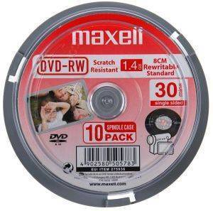 MAXELL DVD-RW 8CM 1,4GB 30MIN CAKEBOX 10