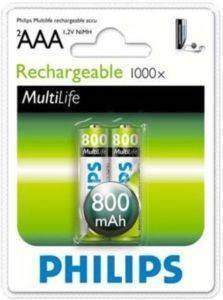  PHILIPS RECHARGEABLE MULTI LIFE 3A 800MAH 2TEM