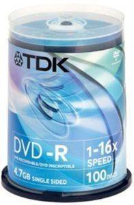 TDK DVD-R 16X 4.7GB CAKEBOX 100