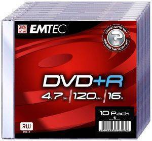 EMTEC DVD+R 16X 4,7GB 120 MIN SLIM CASE 10 PACK