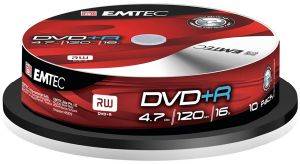 EMTEC DVD+R 16X 4,7GB 120 MIN CAKEBOX 10 PACK