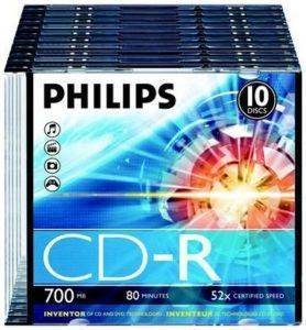 PHILIPS CD-R 700MB 80 MIN 52X SLIM CASE 10 PACK