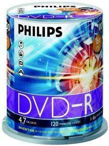 PHILIPS DVD-R 4,7GB 16X CAKEBOX 100 PACK