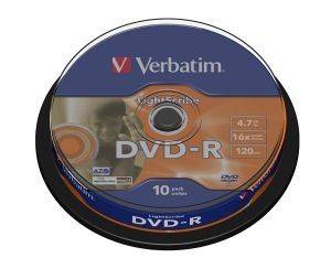 VERBATIM DVD-R 16X 4,7GB LIGHTSCRIBE V1.2 CAKEBOX 10