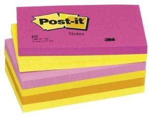 3M POST-IT 655 MINERAL RAINBOW 76,2MM X 76,2MM, 100SHEETS 5 COLORS 6 PACK