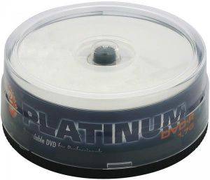 PLATINUM DVD-R 4.7GB 16X INKJET WHITE FULL SURFACE PRINTABLE CAKEBOX 25PCS