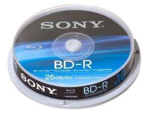 SONY BLU-RAY DISC 25GB BD-R 6X CAKEBOX 10PCS