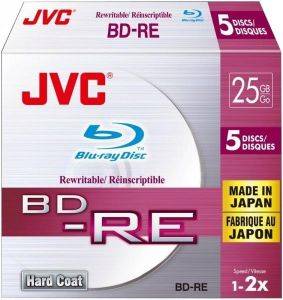 JVC BLU RAY BD-RE HARD COAT 25GB 2X SLIM 5PCS JAPAN MADE BY TAIYO YUDEN