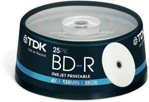 TDK BD-R TDK 25GB X4 PRINTABLE 25 CAKEBOX T43007