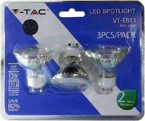  LED SPOT V-TAK 4W GU10 GLASS CUP WARM WHITE 3TMX 4500K