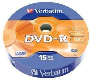 VERBATIM DVD-R MATT SILVER 16X WRAP 15PCS 4.7GB