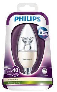  PHILIPS LED CANDLE E14 DIM 6W WARM WHITE 470LM CLEAR