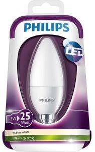  PHILIPS LED CANDLE E14 3W WARM WHITE 250LM MATT