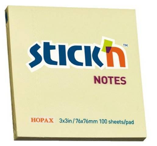 STICKN ΧΑΡΤΙΑ ΣΗΜΕΙΩΣΕΩΝ STICKN ΑΥΤΟΚΟΛΛΗΤΑ ΚΙΤΡΙΝΑ 76X76MM 100 ΦΥΛΛΑ