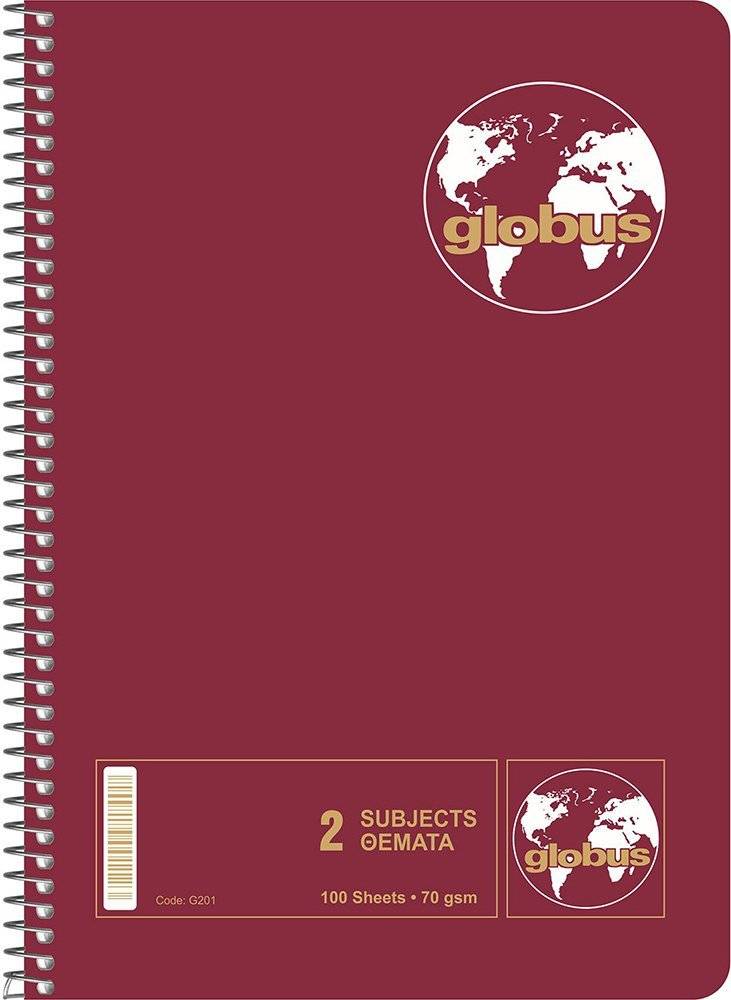 ΤΕΤΡΑΔΙΟ GLOBUS 17X25 4 ΘΕΜΑΤΩΝ ΚΟΚΚΙΝΟ