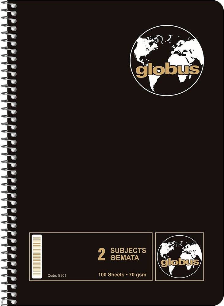 ΤΕΤΡΑΔΙΟ GLOBUS 17X25 4 ΘΕΜΑΤΩΝ ΜΑΥΡΟ GLOBUS