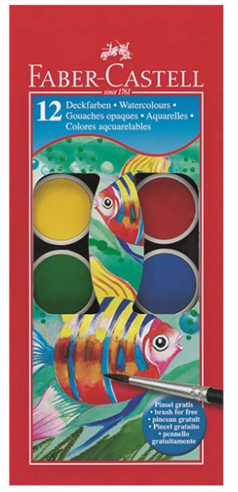 ΝΕΡΟΜΠΟΓΙΕΣ FABER-CASTELL LARGE 12 ΧΡΩΜΑΤΑ LARGE + ΠΙΝΕΛΟ 30MM CARIOCA