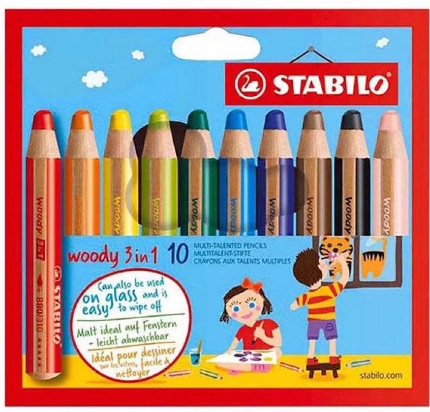 ΚΡΑΓΙΟΝ STABILO ARTY WOODY 880 SET/10ΤΜΧ +ΞΥΣΤΡΑ
