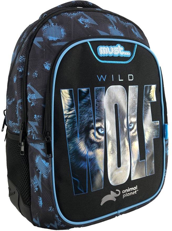 MUST ΤΣΑΝΤΑ ΠΛΑΤΗΣ ΔΗΜΟΤΙΚΟΥ MUST ANIMAL PLANET WILD WOLF ΜΑΥΡΗ