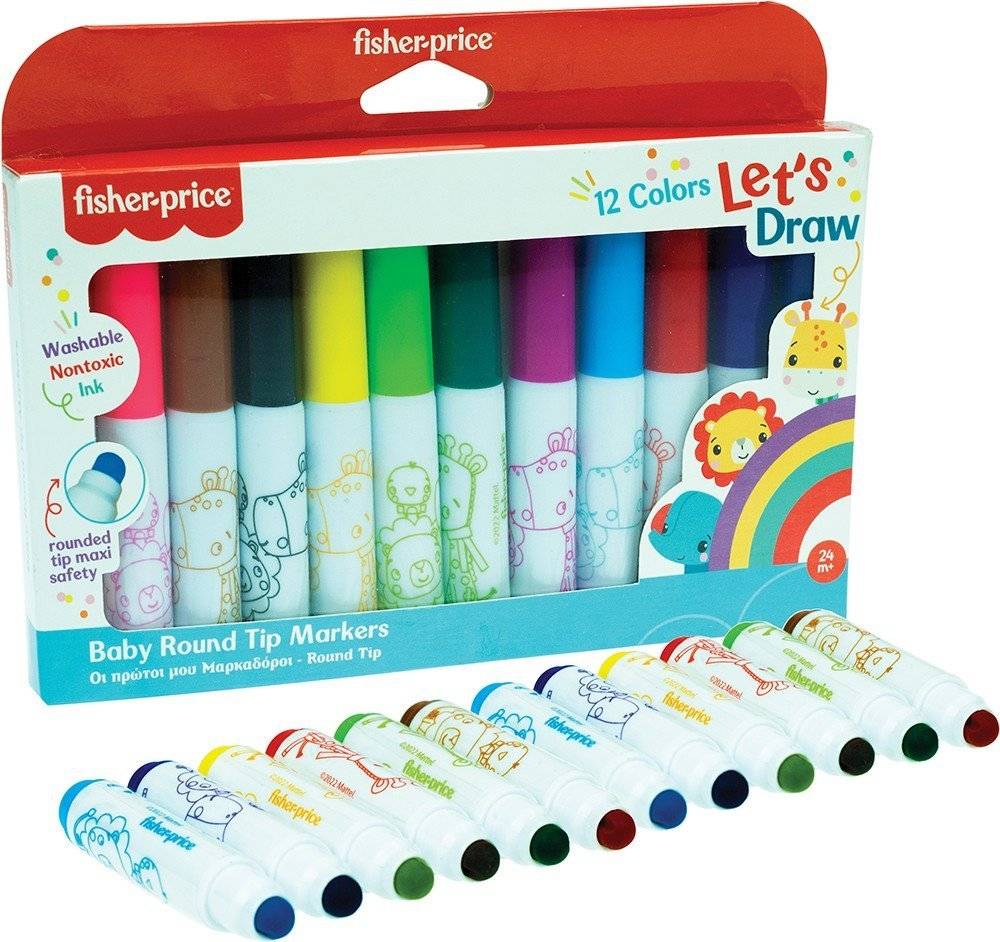 ΜΑΡΚΑΔΟΡΟΙ ROUND TIP FISHER PRICE 12 ΧΡΩΜATA FISHER PRICE