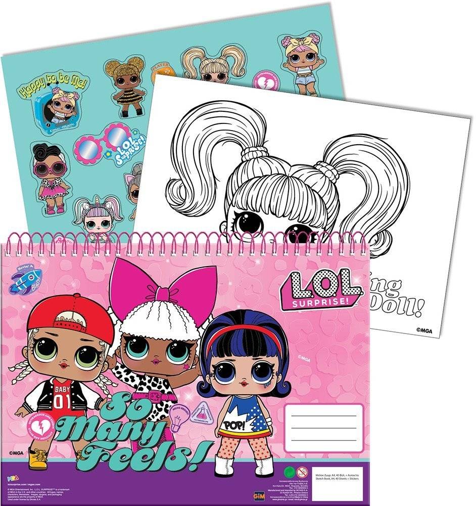 GIM ΜΠΛΟΚ ΖΩΓΡΑΦΙΚΗΣ 23X33 ΜΕ STIΚERS LOL SURPRISE