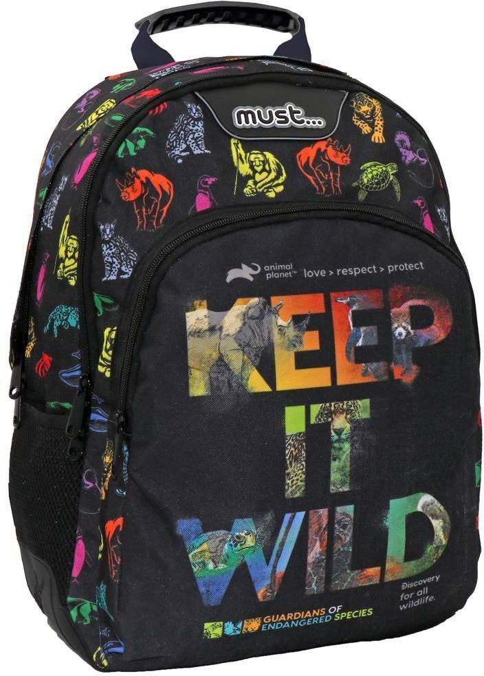 MUST ΣΧΟΛΙΚΗ ΤΣΑΝΤΑ ΠΛΑΤΗΣ ΔΗΜΟΤΙΚΟΥ ANIMAL PLANET KEEP IT WILD MUST 3 ΘΗΚΕΣ