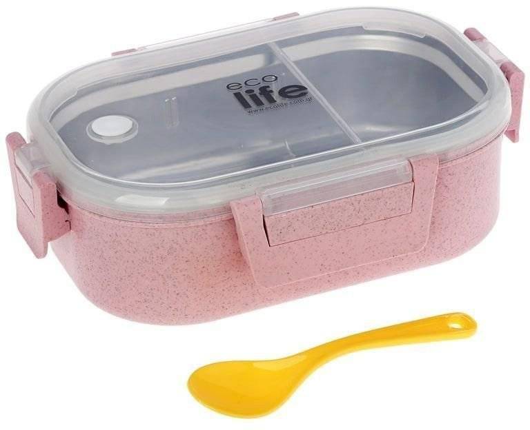 ECOLIFE ΦΑΓΗΤΟΔΟΧΕΙΟ ΜΕ ΧΩΡΙΣΜΑ ECOLIFE 900ML LIGHT PINK
