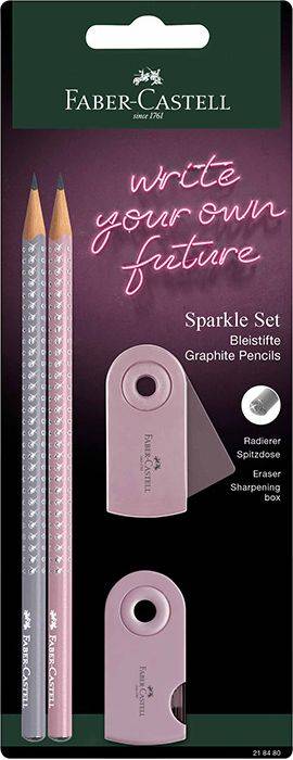 FABER-CASTELL ΣΕΤ FABER CASTELL 218480 SPARKLE II GREY/ROSE 2 ΜΟΛΥΒΙΑ,ΓΟΜΑ,ΞΥΣΤΡΑ
