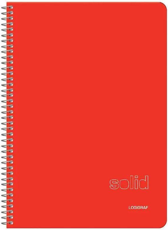 LOGIGRAF ΤΕΤΡΑΔΙΟ ΣΠΙΡΑΛ LOGIGRAF SOLID WIRELOCK 3 ΘΕΜΑΤΩΝ B5 / 17 Χ 25 CM ΚΟΚΚΙΝΟ (90Φ)