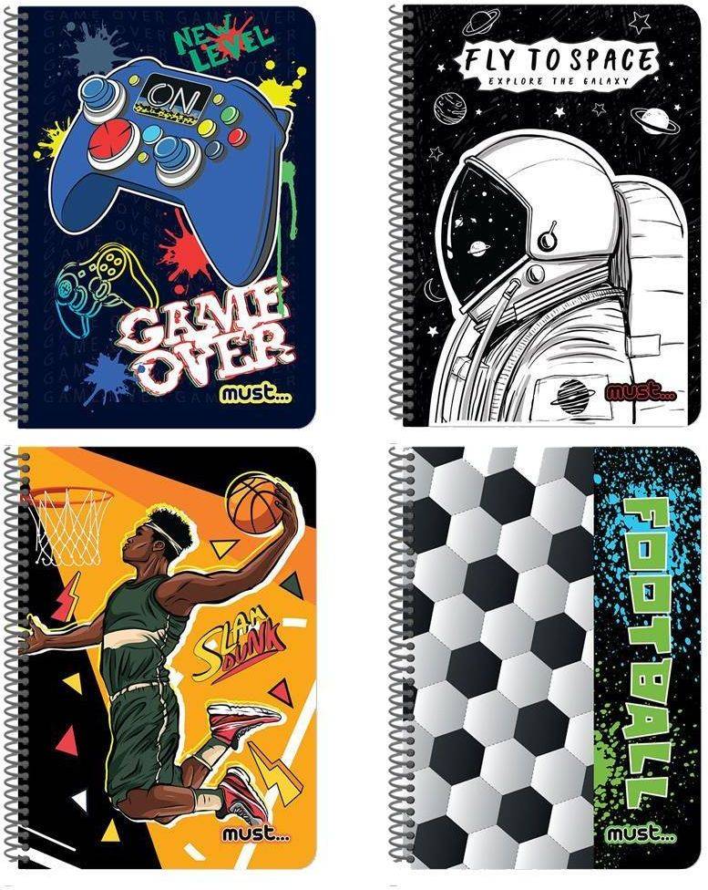 ΤΕΤΡΑΔΙΟ ΣΠΙΡΑΛ MUST TOP GAME 2 ΘΕΜΑΤΑ 17X25 CM 60Φ ΣΕ 4 ΣXΕΔΙΑ MUST