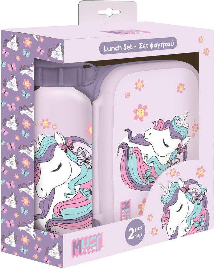 ΣΕΤ ΦΑΓΗΤΟΥ MUST TEAM LOVELY UNICORN ΦΑΓΗΤΟΔΟΧΕΙΟ 800 ML - ΠΑΓΟΥΡΙ ΑΛΟΥΜΙΝΙΟΥ 500 ML
