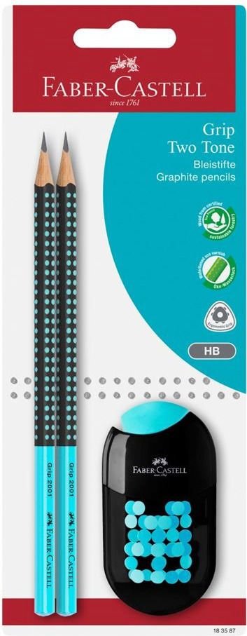 FABER-CASTELL ΣΕΤ FABER CASTELL 183587 GRIP ΔΙΧΡΩΜΑ 2 ΜΟΛΥΒΙΑ - ΞΥΣΤΡΑ COMBI ΤΙΡΚΟΥΑΖ-ΜΑΥΡΟ