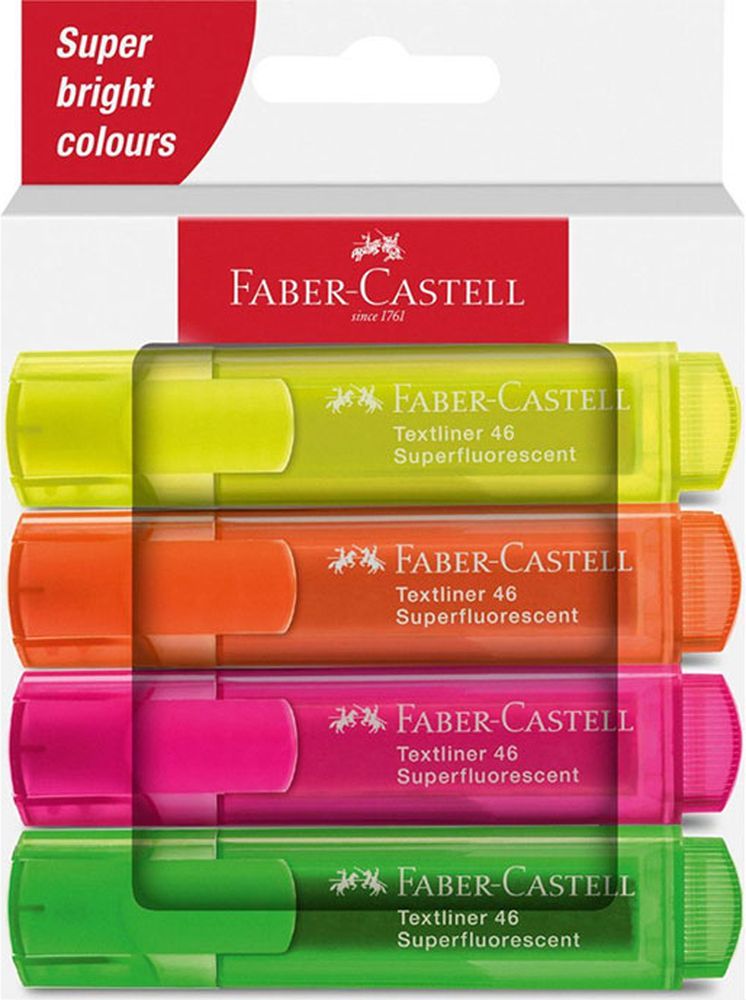 FABER-CASTELL ΜΑΡΚΑΔΟΡΟΙ ΥΠΟΓΡΑΜΜΙΣΗΣ FABER CASTELL 254644 ΣΕΤ 4 ΤΜΧ FLUO
