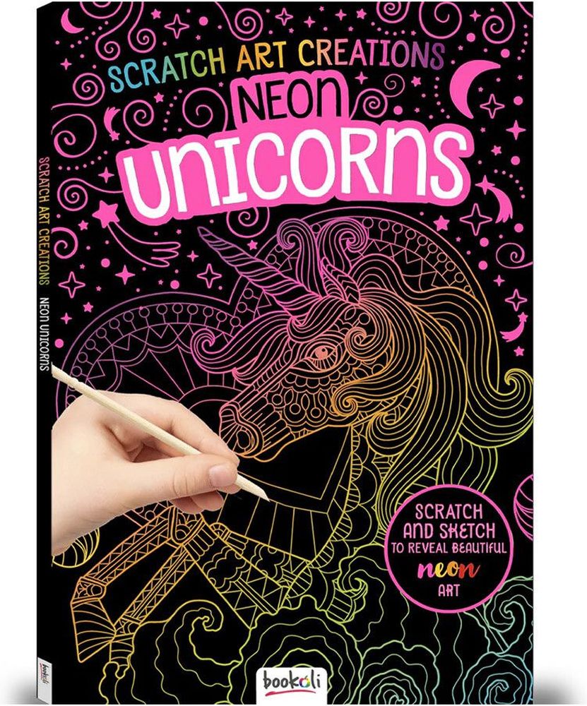 SCRATCH ART CREATIONS - BEAUTIFUL NEON: NEON UNICORNS (2024 ED) BOOKOLI