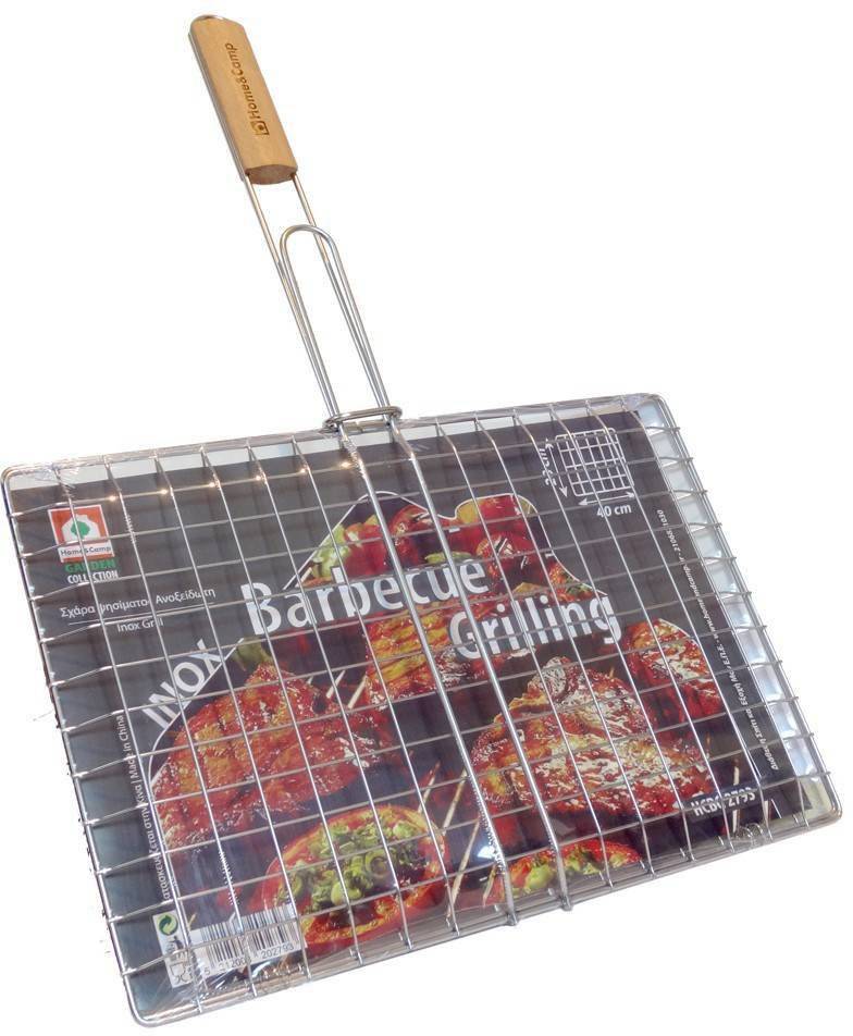 ΣΧΑΡΑ BBQ HOME-CAMP ΑΝΟΞΕΙΔΩΤΗ ΟΡΘΟΓΩΝΙΑ 40X28CM HOME-CAMP