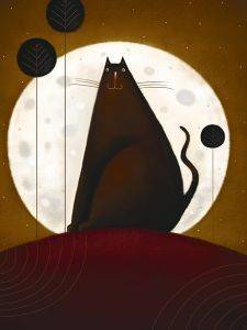  CAT AND THE MOON I 40 X 50 CM