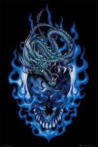 POSTER SKULL WITH DRAGON 61 X 91.5 CM